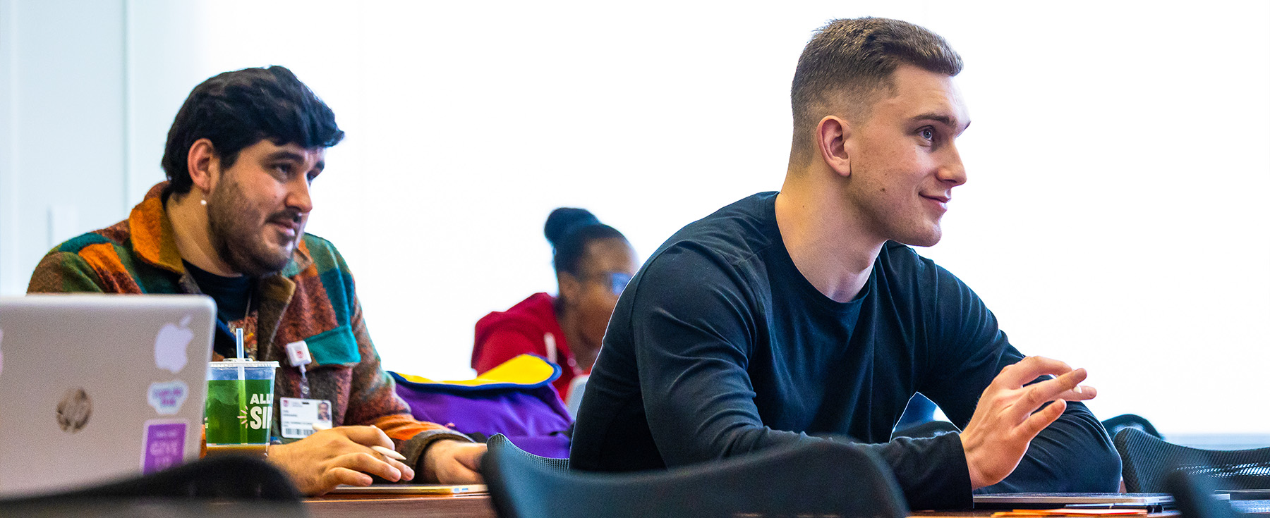 Students listening to a lecture in class.